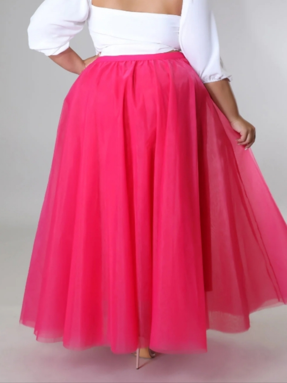 Women's Hot Pink Maxi Tulle Skirt - Picture 6 of 6